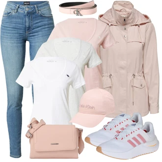 Outfit s Růžová/Béžová/Modrá Kšiltovka Calvin Klein "Stylový outfit na jaro"