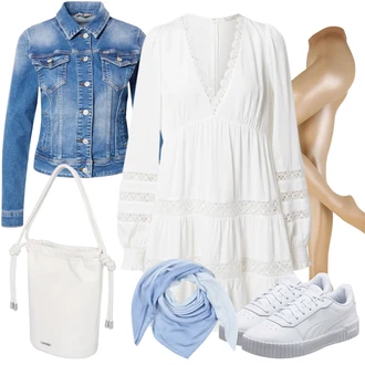 Dlouhé Outfit s Bílá/Krémová/Žlutá Tunikové šaty/Bavlněné Šaty/Šaty S Kosticí/Šaty Niki/Letní Šaty/Francouzské šaty/Boho Šaty Elegantní/Mušelínové šaty/Boho Letní Šaty/Halenkové Šaty guido maria kretschmer women "Stylový outfit na jaro"