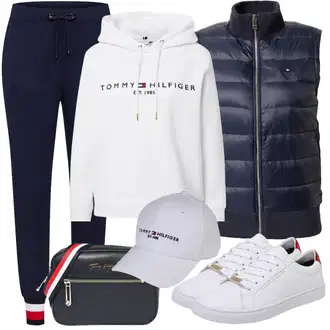 Outfit s Bílá Snapback Čepice/Pokrývka hlavy Tommy Hilfiger "Stylový outfit na jaro"