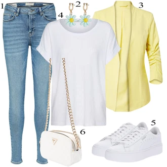Prevelik outfit mit Bela/Siva/Krem Majica & Top/Srajca & majica velike velikosti/Bluza velika velikost/Tunika Only "Pokrivalo za pomlad"Look: Nor, Klasična, Kul, Prevelik, Brez šivov, Preproste