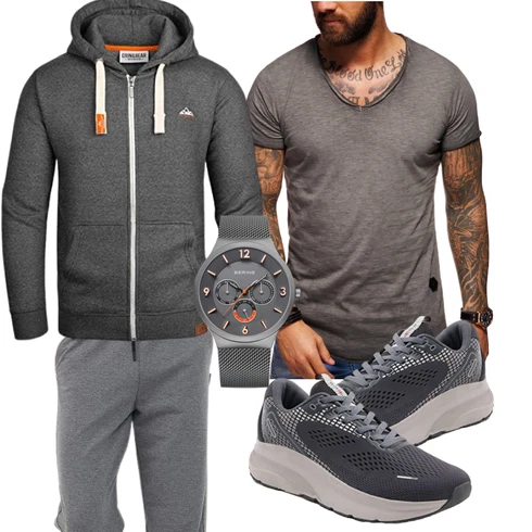 Glencheck Grau Lounge-Hose/JerseyHose/RelaxHose/KomfortHose/SportHose/Jogger Hose/FleeceHose/Herren Lederjacke/Cargo-JoggingHose COMEOR kombinieren
