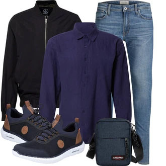 Outfit mit Schwarz Bomberjacke/Stehkragen-Strickjacke/Strickjacke Gefüttert/Baumwoll Strickjacke/Collegejacke/Uniformjacke/Nachhaltige Jacke/Fliegerjacke/Jacke mit Seitlichem Reißverschluss/Schlupfjacke/Nylonjacke Volcom "Super für die Freizeit"