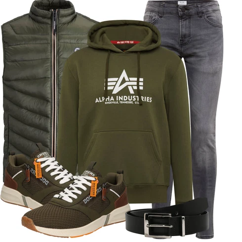 Grau/Dunkelgrau/Hellgrau Biker Jeans/Lederjacke/Leder Schuhe/Slim Fit Jeans/ThermoJeans/Herren Lederjacke/Winterjacke/Jeans mit Schlitz/Low Rise Jean Only & Sons kombinieren mit Dunkelgrün Steppweste/Outdoorweste/Isolationsweste/Sport Weste/Leichte Weste/Puffer Weste/Ärmellose Weste/Wendeweste/Daunenweste Jack & Jones