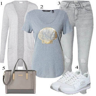 outfit mit Svetlo siva/Siva Pletene velika velikost/Pulover Vila "Pokrivalo za pomlad"