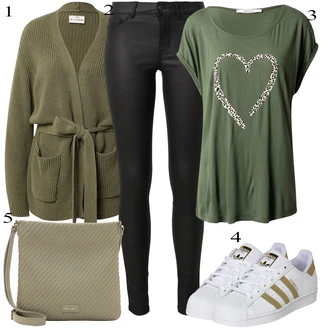 outfit mit Črna/Bela Usnjena Hlača/Leginge v Videzu Usnja/Usnjena pajkica/Treggings/Slim & Skinny Hlača Skinny Hlače/Hlače iz Imitacije Usnja Pieces "Pokrivalo za pomlad"