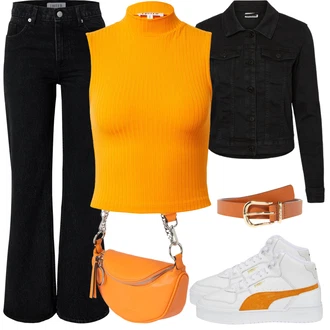 90-ich Outfit sa Crna Lepršave Hlača/Hlače s Prorezom/Zvonaste Hlače/Bootcut Hlača/Hlače Visokog Struka Edited "Tvoj otmjeni outfit"Look: Rap, 90-ich, cool, 70-ich, Retro