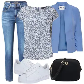 Premium Outfit sa Plava/Svjetloplava Hlače Jeggings/Skinny Hlače/Hlače s Prorezom/Traper Tajice/Uske Hlača/rupa hlača levi's ® "Tvoj Otmjeni Outfit"Look: Rap, Stil, Mom, cool, Old Money, Premium