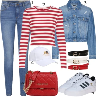 outfit mit Svetlo modra/Modra Jeggings/Jeans Pajkice/Skinny Hlače VERO MODA "Pokrivalo za pomlad"