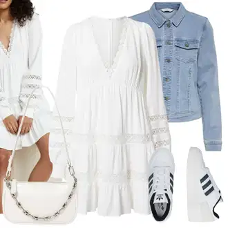 A-kroj Outfit sa Bijela/Krem/Žuta Haljina Veći Broj/Tunika guido maria kretschmer women "Tvoj Otmjeni Outfit"Look: A-kroj, Rad, Boho, Rap, Hippie, Babydoll