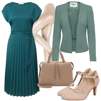 Kombinacije za posao Chic s kopčom Koža sa Pink/Bež/Smeđa Pumpa u obliku slova T/Cipela Mary Jane/Vintage Pumpa About You "Tvoj Otmjeni Outfit"Look: Stil, Francuske, Chic, Elegantan, Šik, Old Money