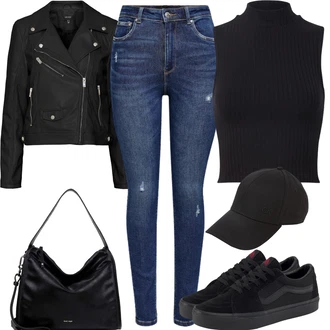 Outfit sa Crna Tenisica Vans "Tvoj otmjeni outfit"