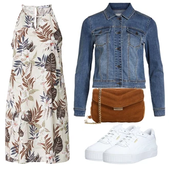 Zapínání na knoflíky Outfit s Bílá/Béžová/Hnědá/Khaki/Zelená Šaty s výstřihem/Plážové Šaty/Šaty S Potiskem/Boho Letní Šaty/Dlouhé Letní Šaty Only "Vzhledy pro volný čas"