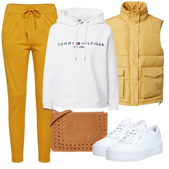Outfit s Bílá/Růžová/Šedá/Krémová/Stříbrný/Vícebarevný Originální mikina/Svetr S Kapucí/Partnerská Mikina/Sportovní mikina/Mikina/Unisex Mikina S Kapucí/Vintage mikina/Dámský Svetr/Svetr s kapucí Tommy Hilfiger "Vzhledy pro volný čas"