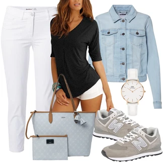 Outfit s Černá/Fialová Tunika/Tričko & Top Móda Pro Plnoštíhlé/Halenka Móda Pro Plnoštíhlou Lascana "Vzhledy pro volný čas"