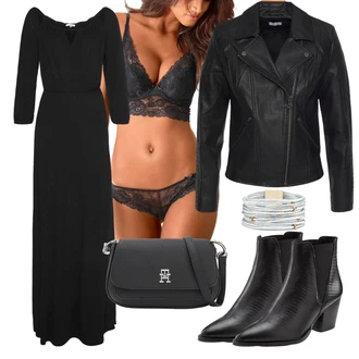Outfit s Bílá/Černá Kozačka Kovbojská kotníková bota/Letní kotníková Kozačka/Kožená kotníková bota/Westernová Kotníková Bota/Špičatá Kozačka Lascana "Vzhledy pro volný čas"