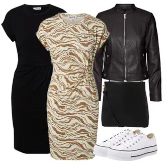 Outfit s Černá Žerzejové Šaty/Šaty S Rovným Střihem/Business Šaty/Pouzdrové Šaty/Pouzdrová Šat/Šaty po kolenu/Úzké Šaty/Občanské šaty/Tričkové šaty/Kancelářské šaty/Šaty s Páskem Edited, Zelená/Béžová/Zlatý/Hnědá/Bílá Žerzejové Šaty/Šaty na safari/Kancelářské šaty/Pouzdrová Šat/Šaty S Potiskem/Zavinovací Šaty/Společenské šaty pro hosta/Občanské šaty/Pouzdrové Šaty/Šaty S Rovným Střihem Edited "Vzhledy pro volný čas"