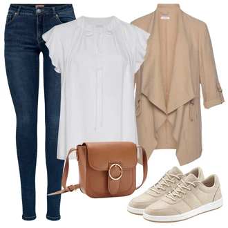 Festival Outfit s Šedá/Bílá/Krémová Móda Pro Plnoštíhlou Tričko & Top Móda Pro Plnoštíhlé/Halenka Móda Pro Plnoštíhlou/Tunika Lascana "Vzhledy pro volný čas"Look: Bar, Křest, Den na pláži, Koncert, Chatky, Festival