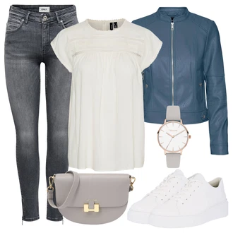 Mom Křest Outfit s Krémová/Khaki/Bílá/Zelená/Béžová Móda Pro Plnoštíhlou Tunika VERO MODA "Vzhledy pro volný čas"Look: Styl, 20 léta, Babydoll, Boho, Mom, Příliš oblečený, Bar, Křest, Den na pláži, Koncert, Chatky