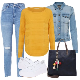 Outfit s Bílá/Krémová Teniska na platformě/Plátěná teniska/Nízká Teniska Converse "Vzhledy pro volný čas"