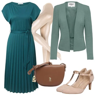Outfit s Tyrkysový/Zelená Plisované Šaty/Občanské šaty/Společenské šaty pro hosta About You "Vzhledy pro volný čas"