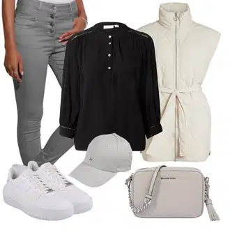 Outfit s Šedá/Světle šedá/Stříbrný Kšiltovka/Pokrývka hlavy Tommy Hilfiger "Vzhledy pro volný čas"