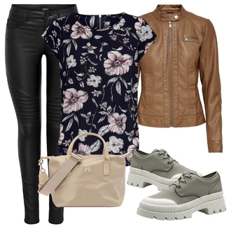 Květinová Moc Outfit s Tmavě modrá/Růžová/Modrá Halenka Móda Pro Plnoštíhlou/Halenka a Tunika Tunika/Tričko & Top Móda Pro Plnoštíhlé Only "Vzhledy pro volný čas"