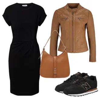 Outfit s Černá Žerzejové Šaty/Šaty S Rovným Střihem/Business Šaty/Pouzdrové Šaty/Pouzdrová Šat/Šaty po kolenu/Úzké Šaty/Občanské šaty/Tričkové šaty/Kancelářské šaty/Šaty s Páskem Edited "Vzhledy pro volný čas"