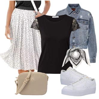 Běhání Outfit s Černá/Hnědá/Zelená Krajkový Top/Krajkované tričko/Tričko/Top Na Party/Krátký top/Síťované tričko/Košilový top About You "Vzhledy pro volný čas"Look: Pracovní, Běhání