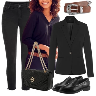 Outfit s Černá/Tmavě šedá/Khaki Jeggings/Capri kalhoty/Úzká Kalhoty/Skinny Kalhoty/Sportovní kalhoty/Push up Kalhoty Lascana "Vzhledy pro volný čas"