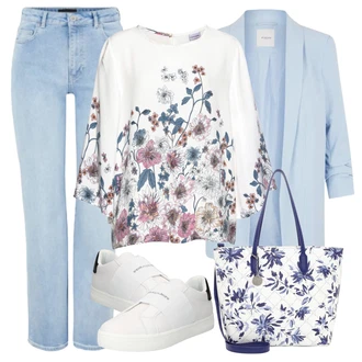 Outfit s Tmavě červená/Hnědá/Krémová/Bílá/Růžová Rozverná blůza/Oversize Muselínová Blůza/Halenkový Top/Halenka S 3/4 Rukávem/Halenka s Nafouknutým Rukávem/slavnostní tunika/Oversize Halenka/Halenka s Potiskem/Crash blůza/Tunikové Tričko Lascana "Vzhledy pro volný čas"