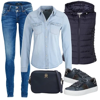 Džínovina Outfit s Pastelové barvy Halenka Vero Moda Petite "Vzhledy pro volný čas"