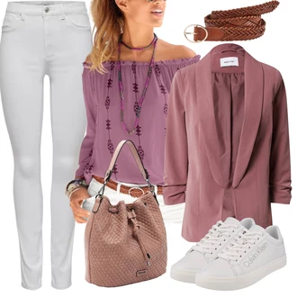 Outfit s Fialová/Růžová/Vínová Ležérní košile Lascana "Vzhledy pro volný čas"