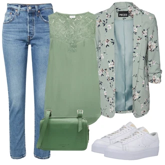 St?edov?k Outfit s ?edá/Tmav? zelená/Hn?dá/Bé?ová Top Na Party/Halenka Bez Rukáv?/Pánské boty Lascana "Vzhledy pro volný ?as"Look: Styl, Boho, Empire, Ethno, St?edov?k, Mom, Venkovní, Univerzitní, Western, Extravagantní