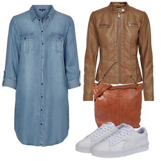 Outfit s Světle Modrá/Modrá Košilové šaty/Džínové Šaty VERO MODA "Vzhledy pro volný čas"