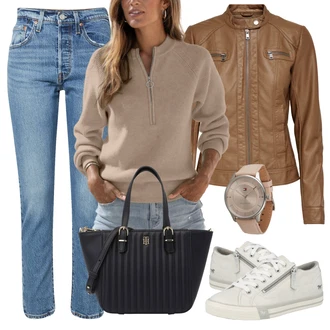 Styl Western Outfit s Světle modrá/Modrá Girlfriend Džíny/Zkrácené Džíny/Džíny s Rozparkem/Zužující se Džíny/Mom Jean/Vintage džíny/Dad Džíny/High Waist Džínové Kalhoty levi's ® "Vzhledy pro volný čas"Look: 50. Let, Styl, 90tá léta, Vintage, Western