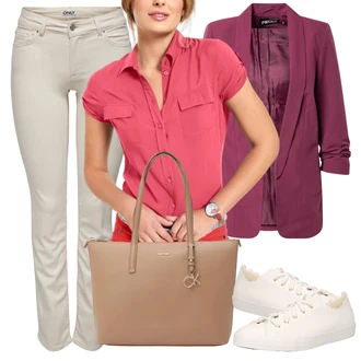 7/8 délka Outfit s Růžová/Červená Kalhoty Veľké Veľkosti/Halenka Móda Pro Plnoštíhlou Heine "Vzhledy pro volný čas"
