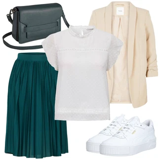 Zapínání na knoflíky Outfit s Bílá/Krémová Halenka a Tunika/Halenka Móda Pro Plnoštíhlou/Tričko & Top Móda Pro Plnoštíhlé Only "Vzhledy pro volný čas"