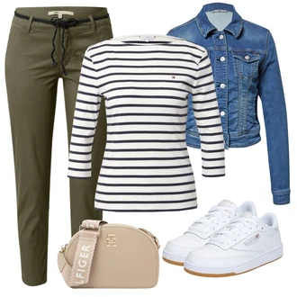 Retro Outfit s Bílá/Krémová/Bé?ová Nízká Teniska/Skate Bota/Úzká Teniska/Vintage Teniska Reebok "Vzhledy pro volný ?as"Look: Estetika, Klasické, Hip Hop, Retro, Skater, Sportovní