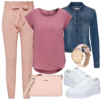 Outfit s Růžová/Béžová/Modrá Taška Přes Rameno Calvin Klein "Vzhledy pro volný čas"