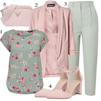 Outfit sa Smeđa/Tirkizna/Zeleno/Svjetloplava/Pink Bluza Kratkih Rukava/Bluza Vrh/Bluza s Uzorkom/Bluza s Printom/Tunika Kratkih Rukava/Tunika Majica Only "Tvoj otmjeni outfit"