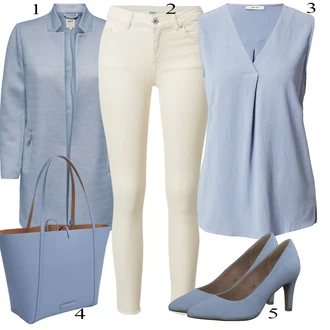 outfit mit Bež/Bela/Khaki Usnjena Jakna/Motoristične Kavbojke/Kavbojke z Razporkom/Kavbojka z Nizkim Pasom/Kavbojka z Nizkim Pasom/Push up Kavbojke/Ozke Kavbojke/Usnjene Čevlje/Termodžinsi Only "Pokrivalo za pomlad"