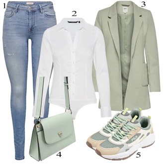 Bombaž outfit mit Krem/Bela Srajca/Bluzasti Body/Slim Fit Bluza VERO MODA "Pokrivalo za pomlad"