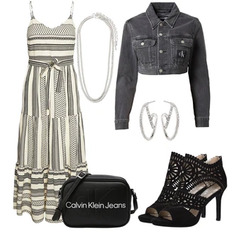 Outfit sa Crna/Narandžasta Veganska cipela/Elegantna Cipela/Sandala s petom/Salonka & Visoki Pet/Salonka s Kopčom/Sandala na Petu Bullboxer "Cool proljetni look"