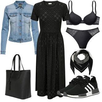 Outfit s Černá Pánské boty ve velikosti 11/Push-Up Podprsenka/Bralette/Vyztužený podprsenek/Podprsenka Bez Kostic/Podprsenka Balconette/Zmenšující Podprsenek/Bezdrátová podprsenka/Kožené bundy pro muže/Průsvitná podprsenka a podprsenka s kosticí/Podprsenka s kosticemi Lascana "Cool vzhled na jaro"