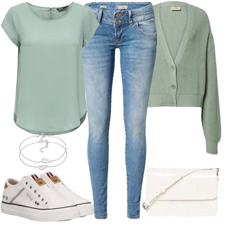 Outfit s Světle modrá/Světle zelená/Zelená/Tyrkysový Tričko & Top Móda Pro Plnoštíhlé/Halenka Móda Pro Plnoštíhlou/Tunika Only "Cool vzhled na jaro"