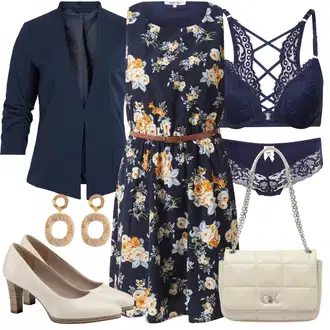 Outfit s Tmavě modrá/Růžová Šaty s Kapsou/Letní Šaty/Šaty Bez Rukávů/Šaty s Páskem/Skater šaty/Šaty S Potiskem/Ležérní Šaty About You "Cool vzhled na jaro"