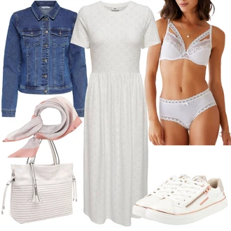 Outfit s Tmavě modrá/Modrá/Světle modrá Džínové Bund/Krátké Džínové Bundičky Only "Cool vzhled na jaro"