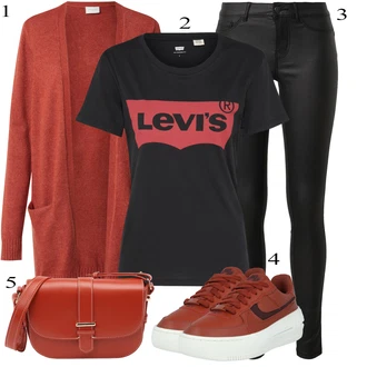 outfit mit Črna/Bela Usnjena Hlača/Leginge v Videzu Usnja/Usnjena pajkica/Treggings/Slim & Skinny Hlača Skinny Hlače/Hlače iz Imitacije Usnja Pieces "Pokrivalo za pomlad"