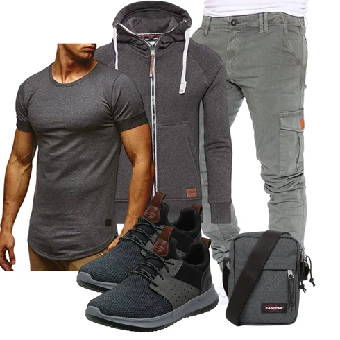 Grau/Dunkelgrau/Hellgrau Kapuzenpullover/Hoodie/Ausgefallener Hoodie/Strick Hoodie/Sweatjacke Yazubi kombinieren