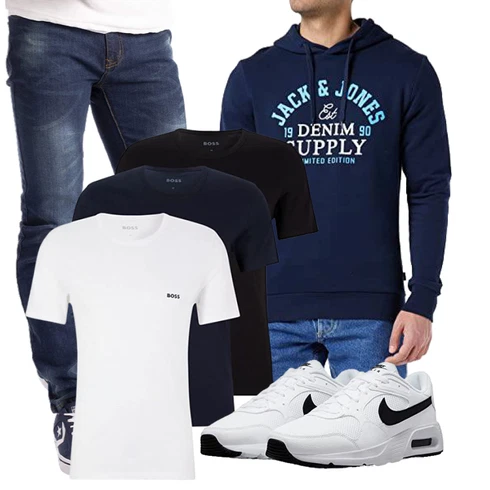 Dunkelblau Sweatshirt/Damen Pullover/Vintage Hoodie/Sport Hoodie/Hoodie/Unisex Hoodie/Ausgefallener Hoodie Jack & Jones kombinieren
